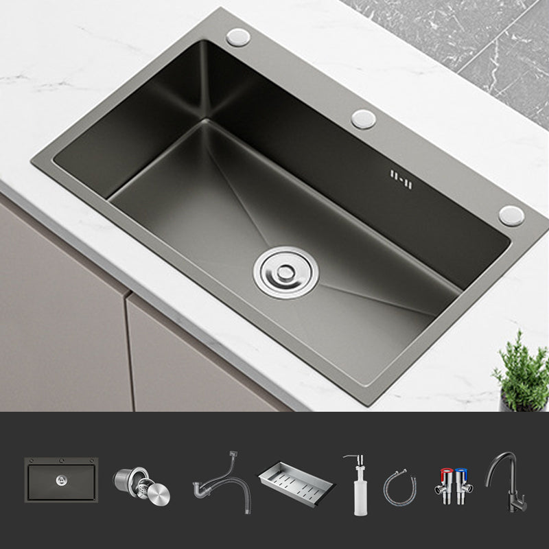 Stainless Steel Kitchen Sink 3 Holes Drop-In Noise-cancelling Design Kitchen Sink