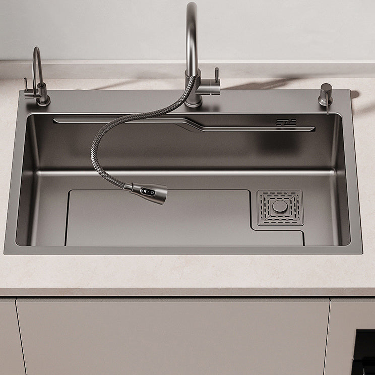 Stainless Steel Kitchen Sink 3 Holes Drop-In Noise-cancelling Design Kitchen Sink