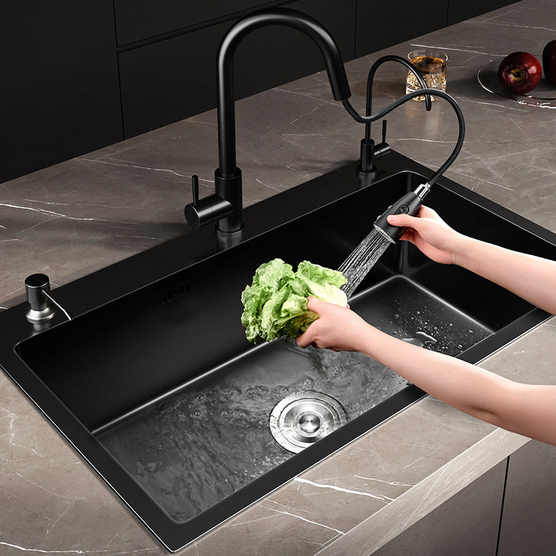 Stainless Steel Kitchen Sink Drop-In Install Kitchen Sink in Black