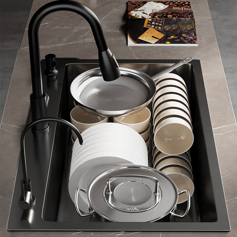 Stainless Steel Kitchen Sink Drop-In Install Kitchen Sink in Black