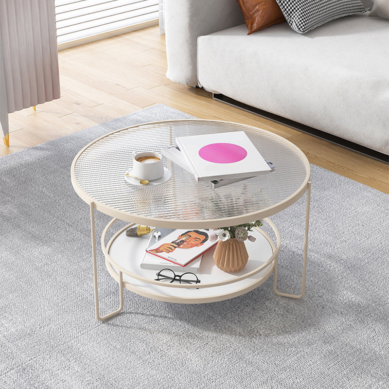 Modern Single Coffee Table Glass Coffee Table with Storage Shelf