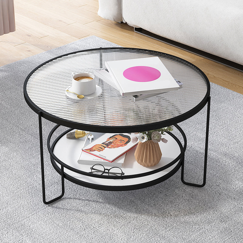Modern Single Coffee Table Glass Coffee Table with Storage Shelf