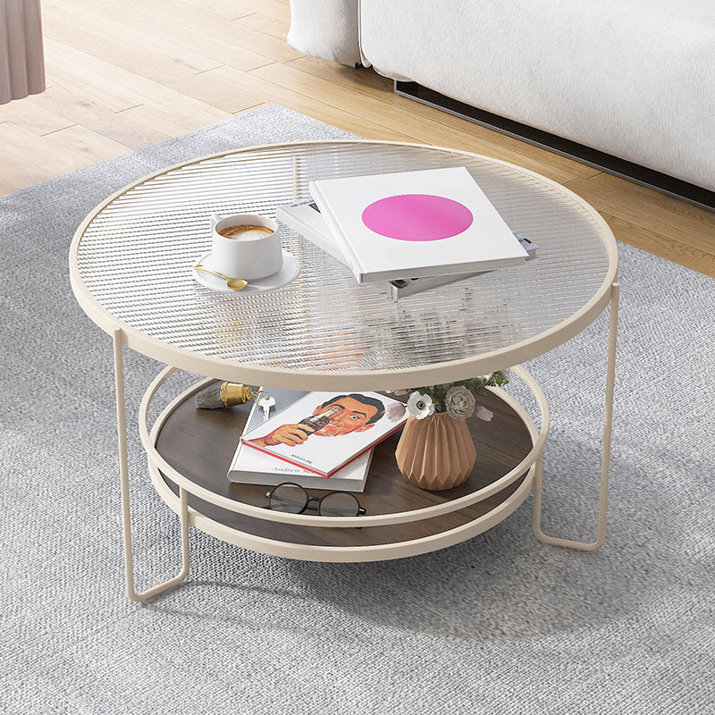 Modern Single Coffee Table Glass Coffee Table with Storage Shelf