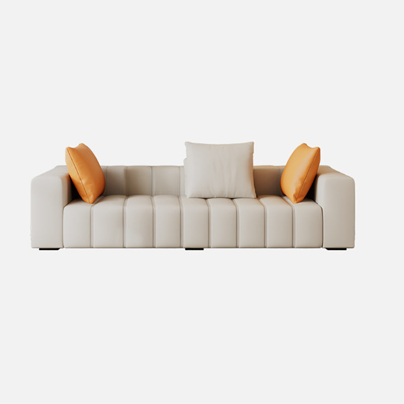 Sqaure Arm Biscuit Back Sectional Modern Genuine Leather Sectional