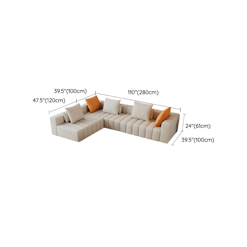 Sqaure Arm Biscuit Back Sectional Modern Genuine Leather Sectional