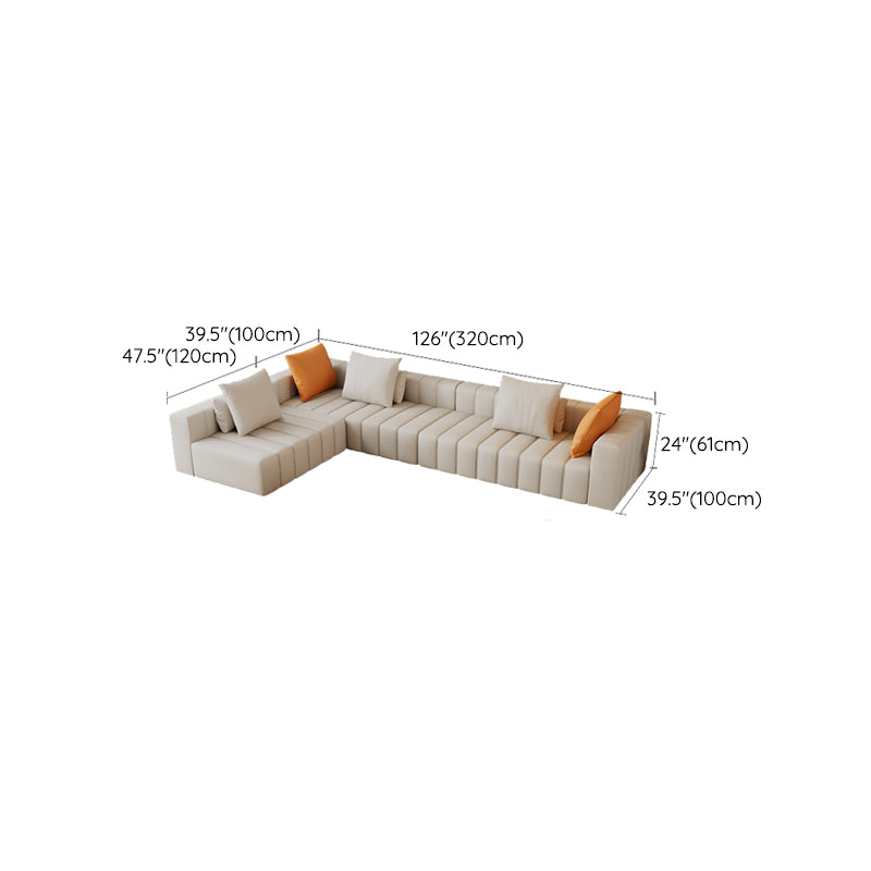 Sqaure Arm Biscuit Back Sectional Modern Genuine Leather Sectional