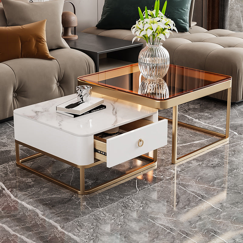 Frame Frame Coffee Table Glam Square Cocktail Table with Drawer