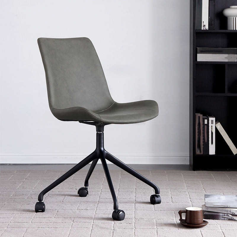 Contemporary No Arm Task Chair Leather Conference Chair for Office