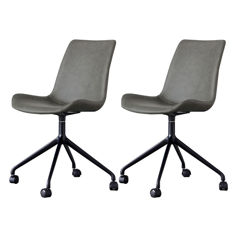 Contemporary No Arm Task Chair Leather Conference Chair for Office