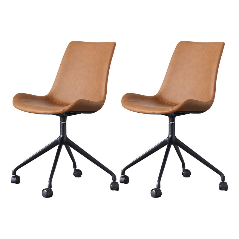 Contemporary No Arm Task Chair Leather Conference Chair for Office