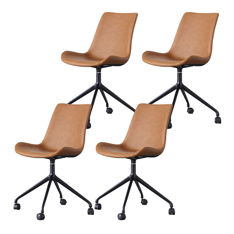 Contemporary No Arm Task Chair Leather Conference Chair for Office