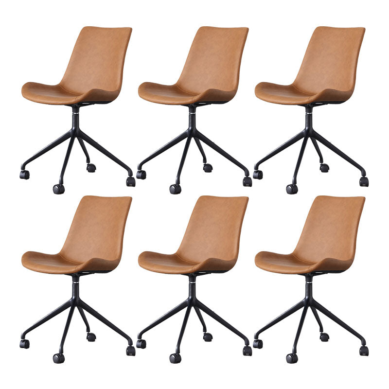 Contemporary No Arm Task Chair Leather Conference Chair for Office