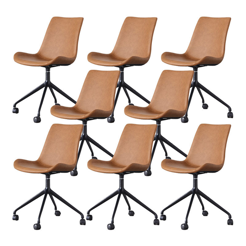 Contemporary No Arm Task Chair Leather Conference Chair for Office