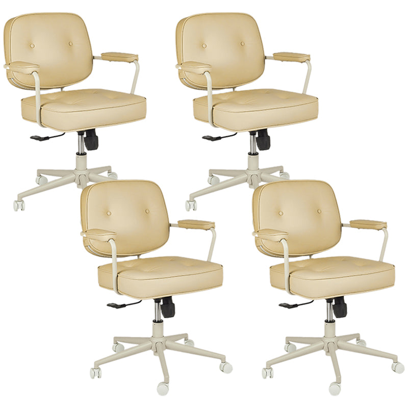 Padded Arms Desk Chair No Distressing Leather Ergonomic Office Chair with Wheels