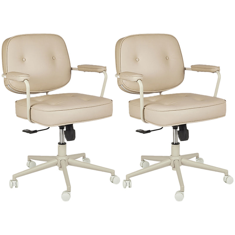 Padded Arms Desk Chair No Distressing Leather Ergonomic Office Chair with Wheels