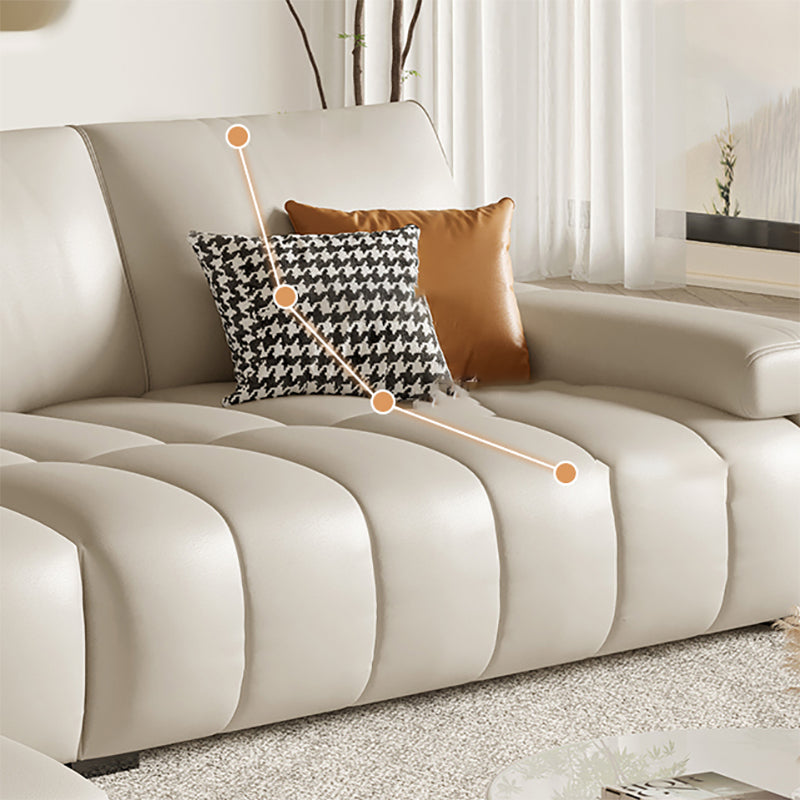 Pillow Top Arm L-shape Sectional Genuine Leather Sectional with Pillows