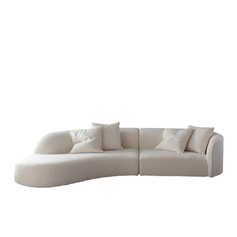 Modern Fabric Sectional with Bolster Pillows 26.77" Tall White L-shape Sectional