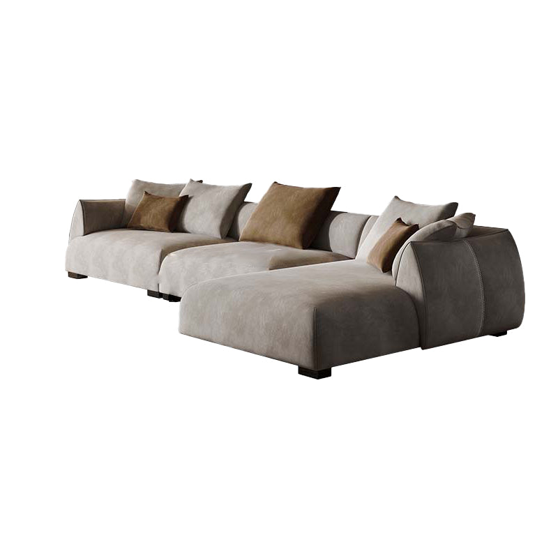 Mid Century Modern Sectional L-shape Fabric Sectional with Pillows