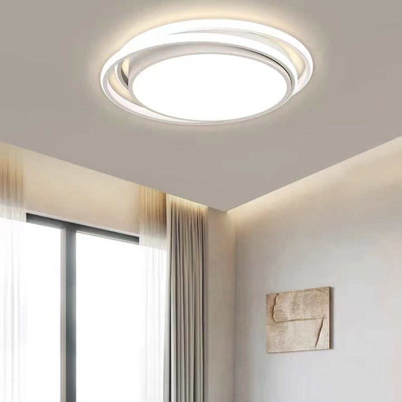 Modernism LED White Flush Mount Light Iron Round Ceiling Flush Fixture