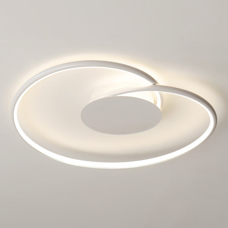 1 - Light LED Linear Flush Mount in White Metal Modern Ceiling Flush