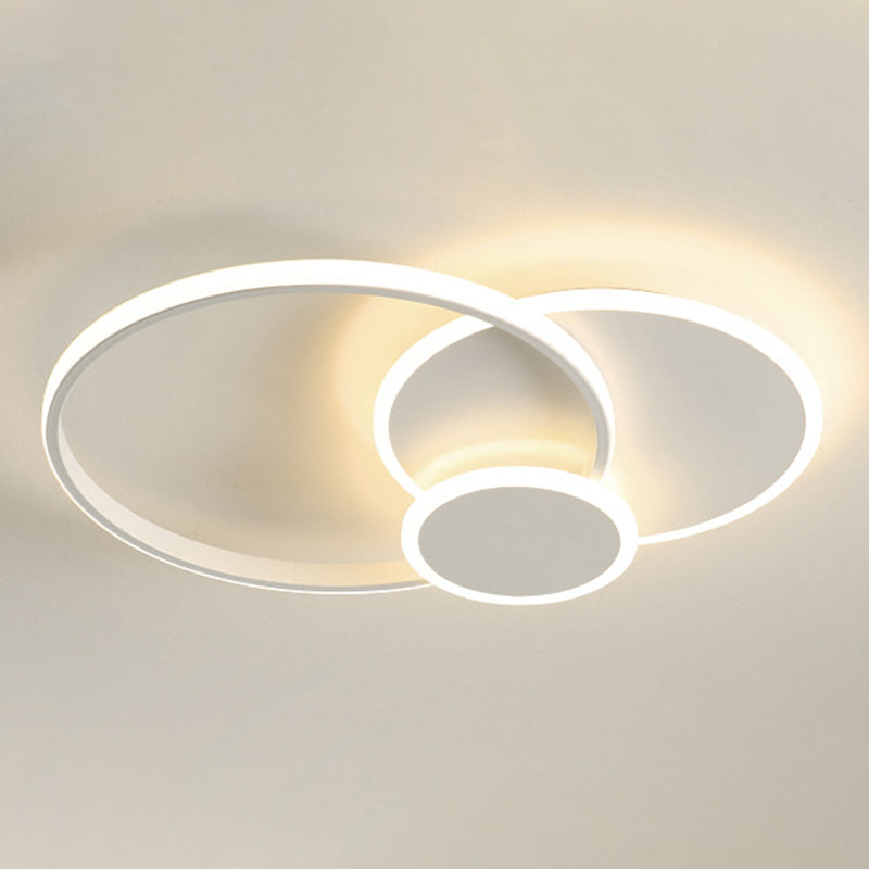 Contemporary 3 - Light Flush Mount Iron LED Circle Ceiling Flush in White