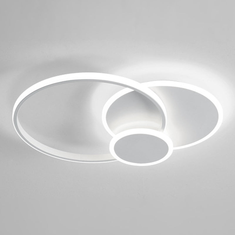 Contemporary 3 - Light Flush Mount Iron LED Circle Ceiling Flush in White