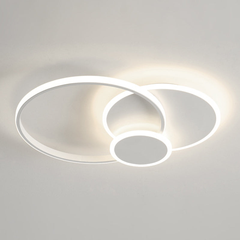 Contemporary 3 - Light Flush Mount Iron LED Circle Ceiling Flush in White