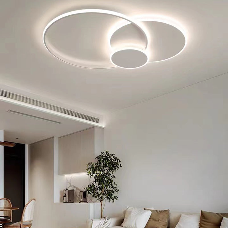 Contemporary 3 - Light Flush Mount Iron LED Circle Ceiling Flush in White