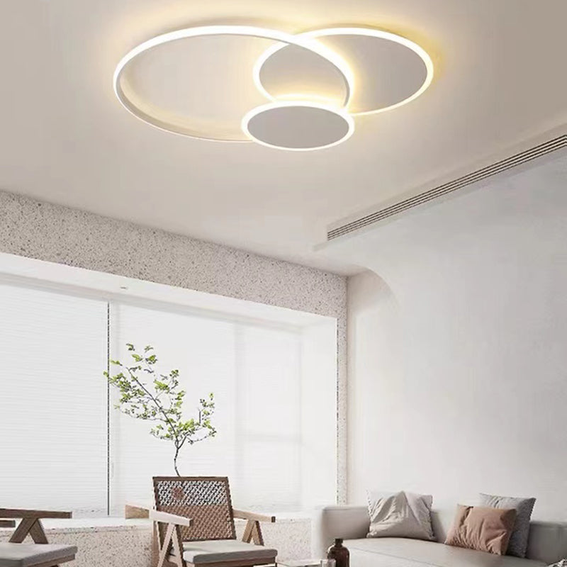 Contemporary 3 - Light Flush Mount Iron LED Circle Ceiling Flush in White