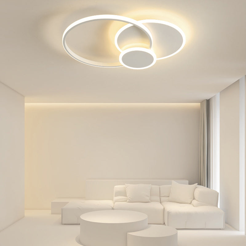 Contemporary 3 - Light Flush Mount Iron LED Circle Ceiling Flush in White