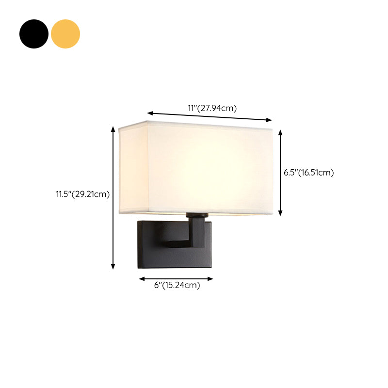 1 - Light Wall Sconce in Black / Gold Metal and Fabric Post Modern Wall Light