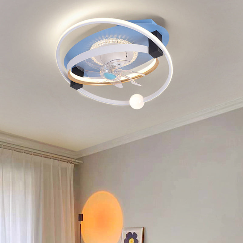 7-Blade Polish Finish Ceiling Fan LED Children Fan with Light for Room