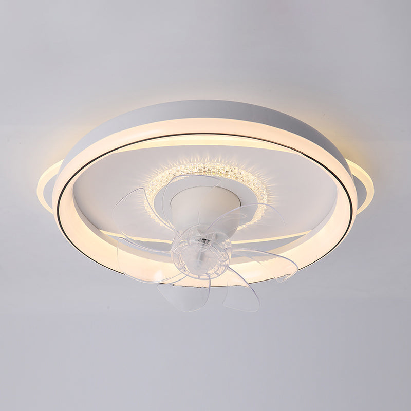 7-Blade LED Ceiling Fan Modernism Metallic Fan with Light for Room