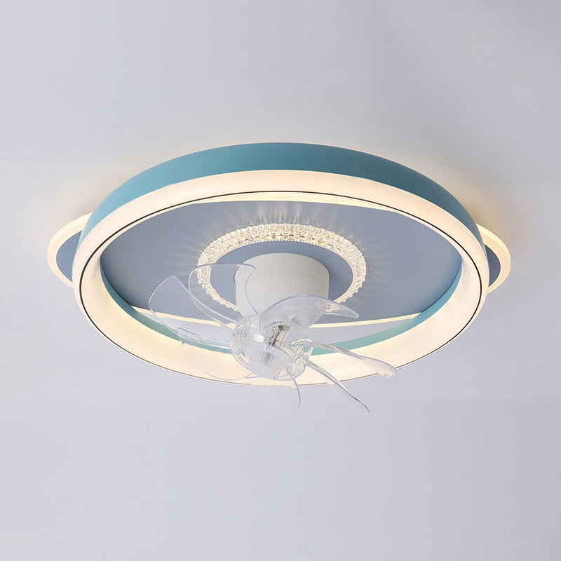 7-Blade LED Ceiling Fan Modernism Metallic Fan with Light for Room