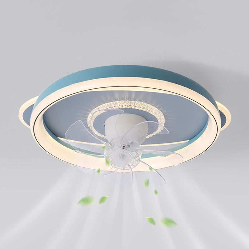 7-Blade LED Ceiling Fan Modernism Metallic Fan with Light for Room