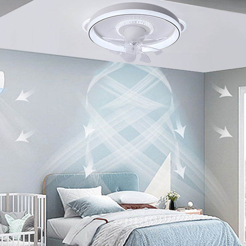 7-Blade LED Ceiling Fan Modernism Metallic Fan with Light for Room