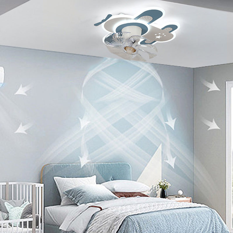 7-Blade Children Ceiling Fan LED Fan with Light for Dining Room