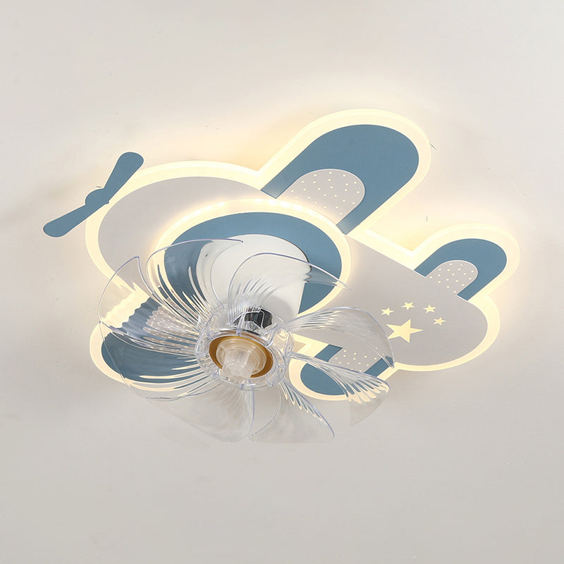 7-Blade Children Ceiling Fan LED Fan with Light for Dining Room