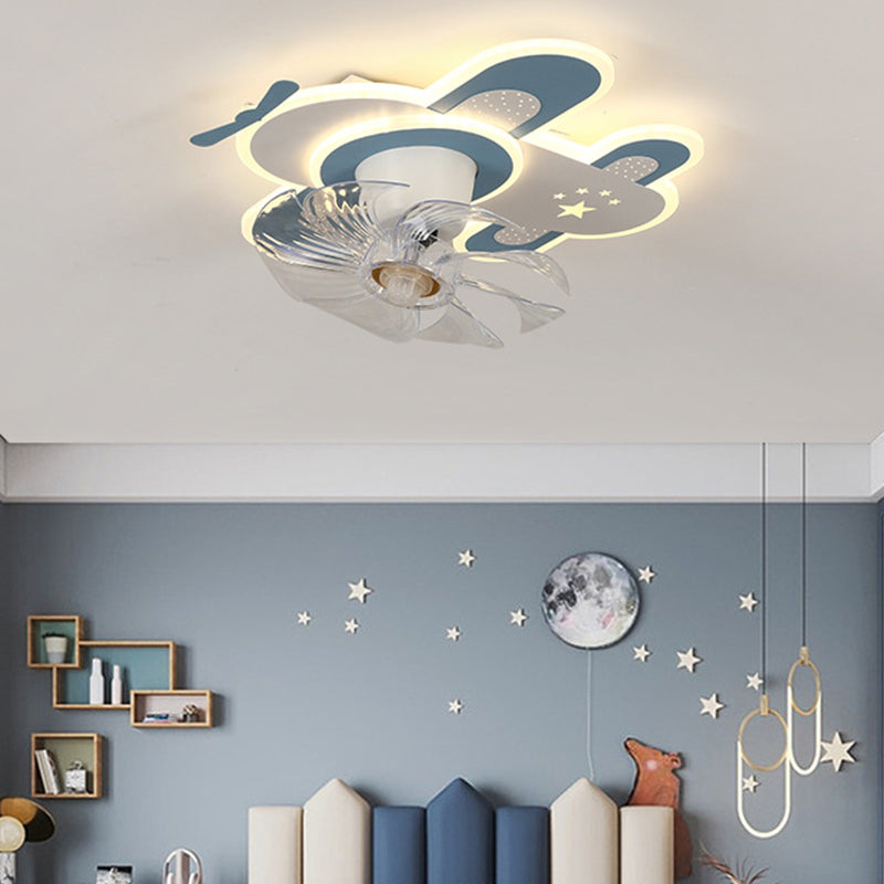 7-Blade Children Ceiling Fan LED Fan with Light for Dining Room
