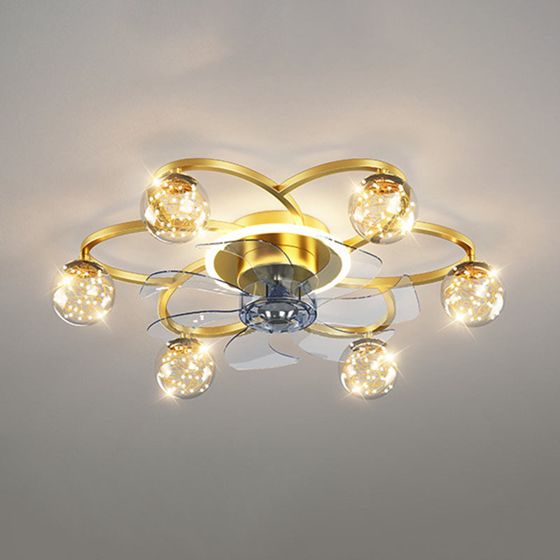 Modernism 7-Blade Ceiling Fan Metallic LED Fan with Light for Home