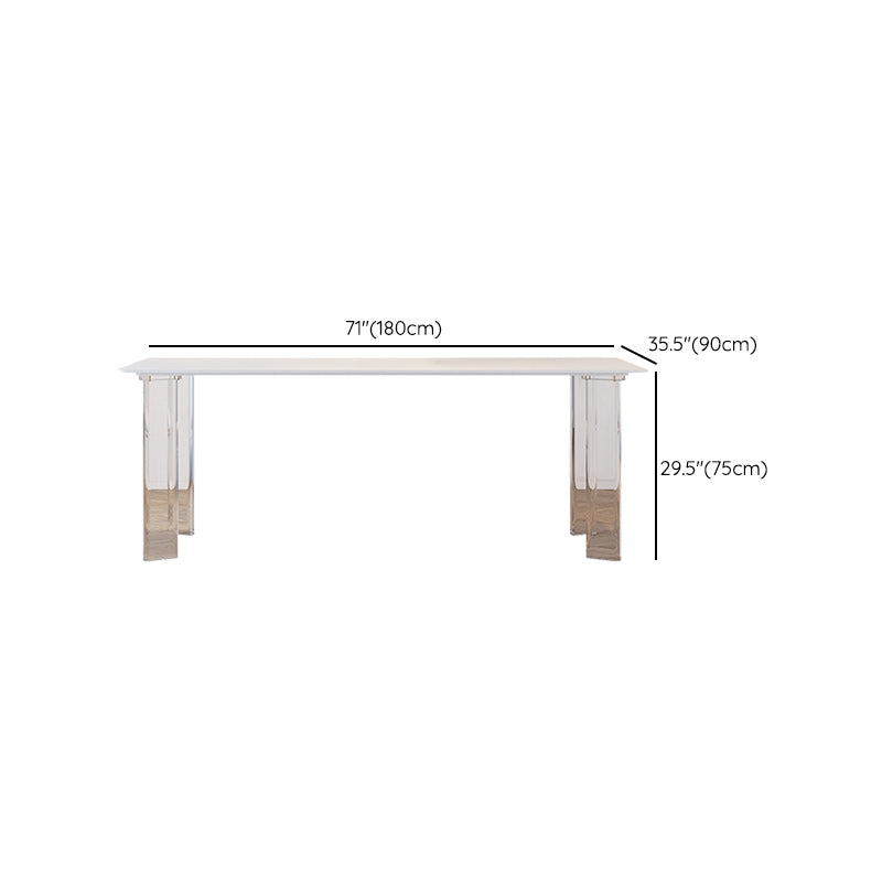 White Stone Dining Table Set with Acrylic Chairs 1/2/5/7 Pcs Modern Dinette Set