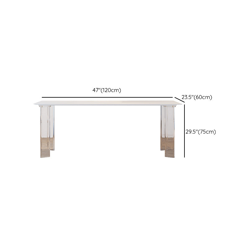 White Stone Dining Table Set with Acrylic Chairs 1/2/5/7 Pcs Modern Dinette Set