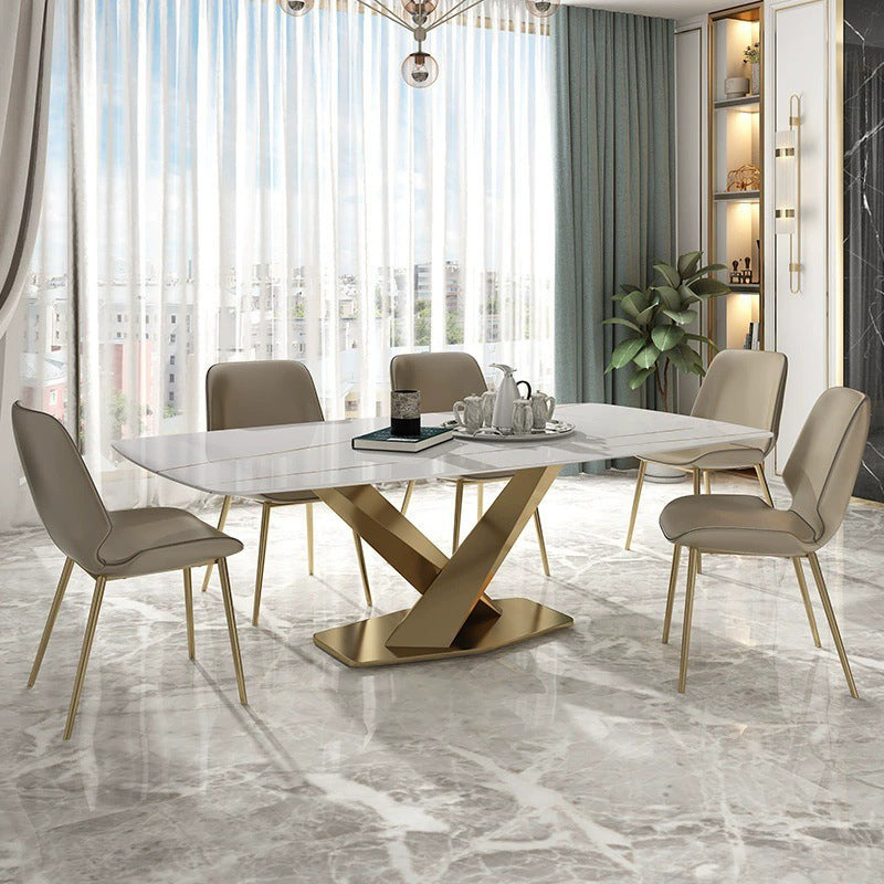 White Stone Top Dinette Table Set for Home 1/4/5/6 Pieces Modern Dinette Set