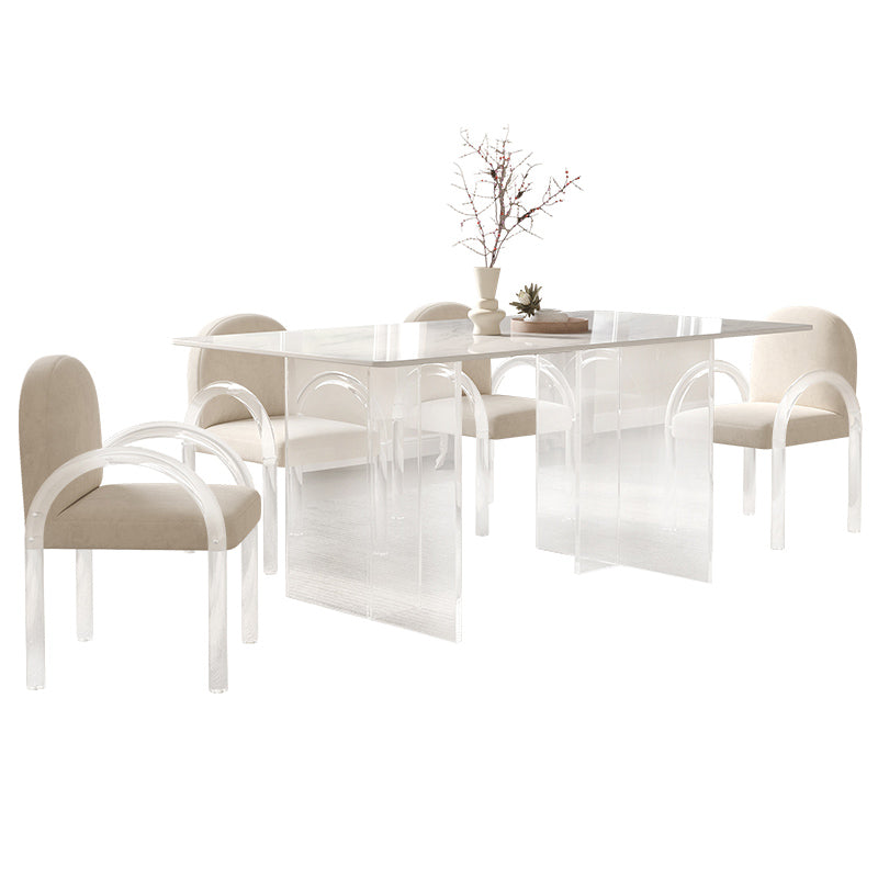 Acrylic Contemporary Dining Set 1/2/5 Pcs Rectangle Dining Table Set for Home