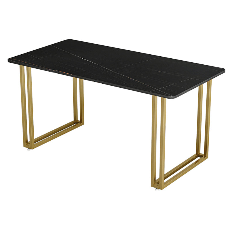 Glam Dinette Set with Gold Metal Frame 1/5/7 Pieces Stone Top Dining Table Set