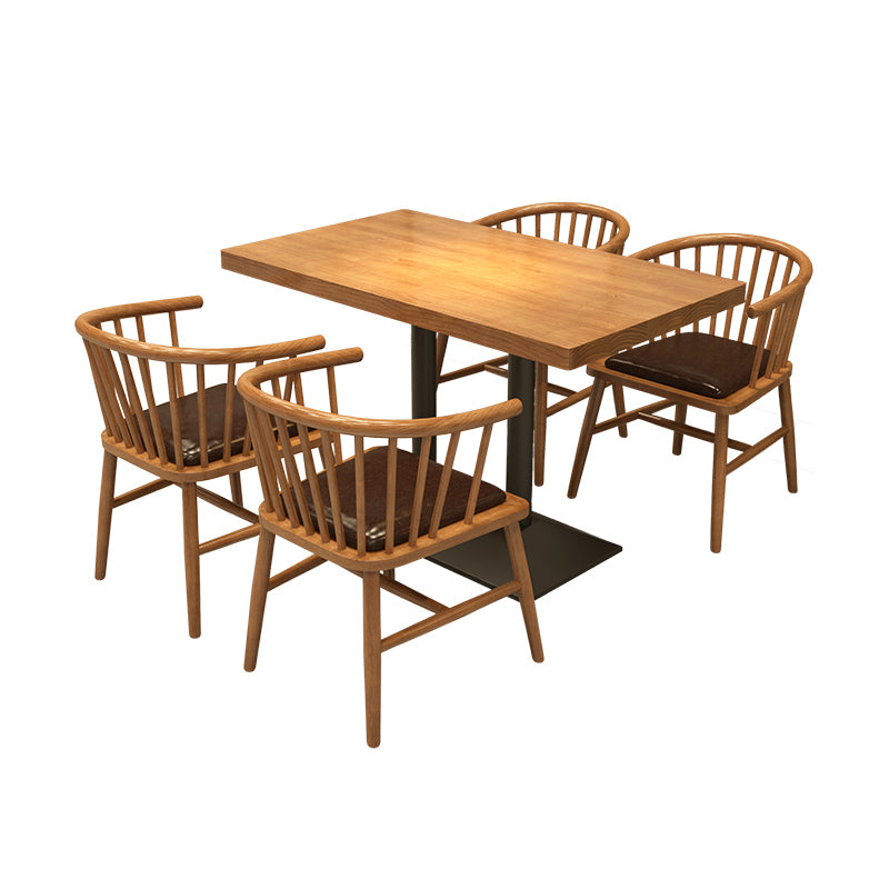 Solid Wood Industrial Dining Table Set 1/2/3/5 Pcs Light Brown Dinette Set