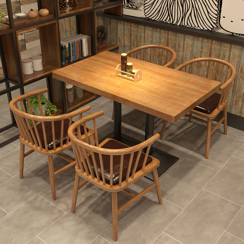 Solid Wood Industrial Dining Table Set 1/2/3/5 Pcs Light Brown Dinette Set