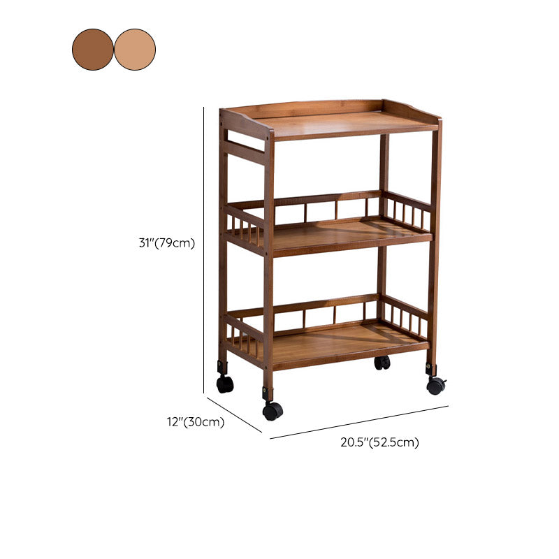 Modern Open Storage Kitchen Trolley Rolling Prep Table with Open Shelves