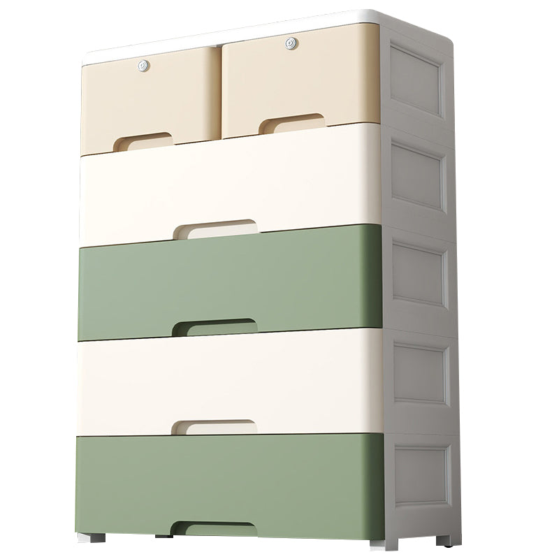 Contemporary Nursery Dresser Vertical Plastic Kids Nightstand with Drawers for Bathroom