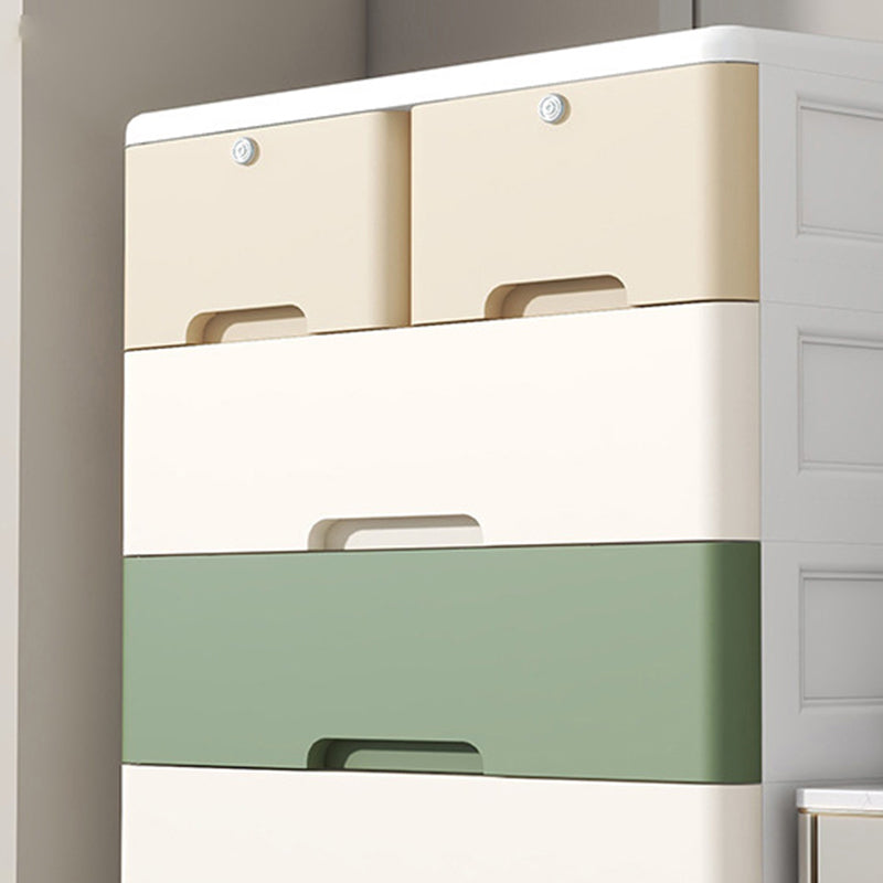 Contemporary Nursery Dresser Vertical Plastic Kids Nightstand with Drawers for Bathroom